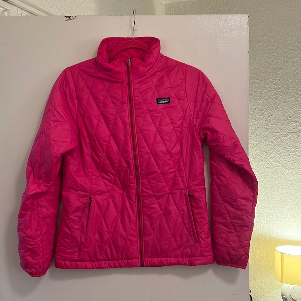 Bright Pink Patagonia Puffy Winter Zip-Up Jacket - Children’s Size X-Large